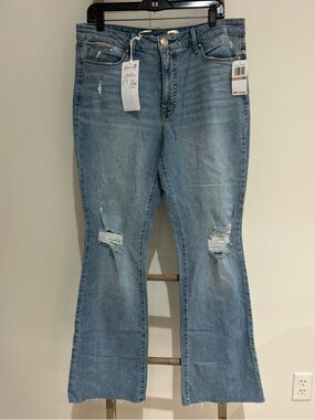 Seven7 Felicity High Rise Slim Flare Distressed Jeans Size 12 NWT Retro 70’s